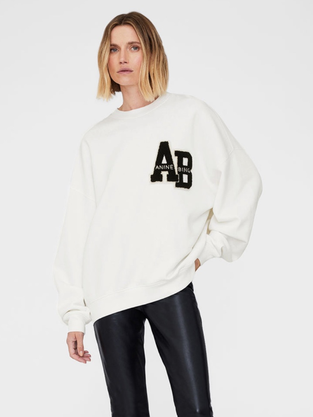 Anine Bing Miles Sweatshirt Letterman Off White